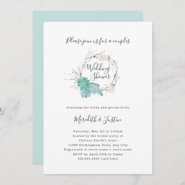 Greenery + Succulents Couples Wedding Shower Invitations