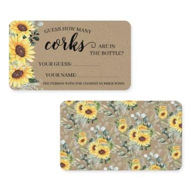 Greenery Sunflower How many Corks Shower game Invitations