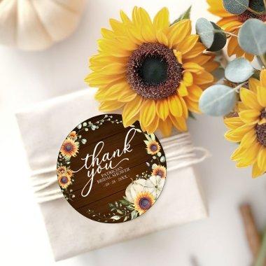 Greenery Sunflowers Fall  Favor Classic Round Sticker