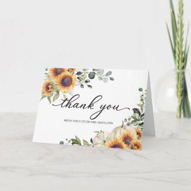 Greenery Sunflowers Fall Bridal Shower Thank You Invitations