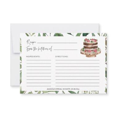 Greenery Sweets Cakes Bridal Shower Recipe Invitations