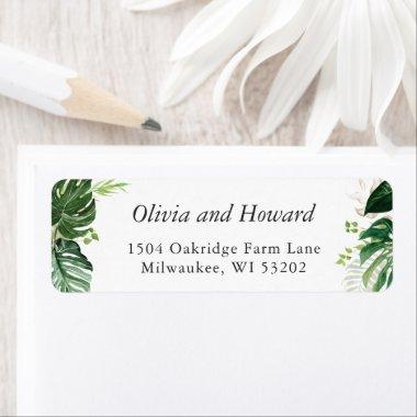 Greenery Tropical Palm Leaves Return Address Label