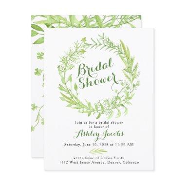 Greenery Watercolo Wreath Bridal Shower Invitations