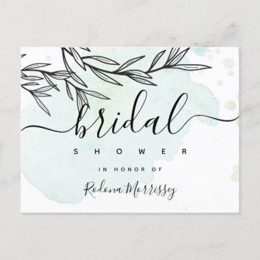 Greenery Watercolor Bridal Shower Invitation PostInvitations