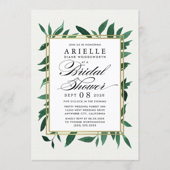 Greenery Watercolor Bridal Shower Invitations