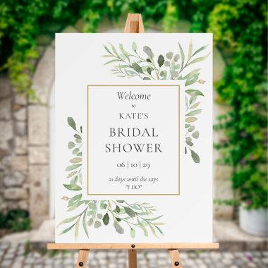 Greenery Watercolor Bridal Shower Welcome Sign