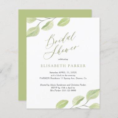 Greenery watercolor BUDGET bridal shower invite