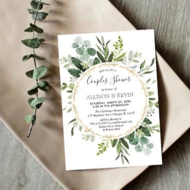 Greenery watercolors couples bridal shower modern Invitations