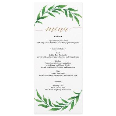 Greenery Wedding Menu or Bridal Shower Menu Invitations