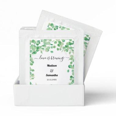 Greenery Wedding Watercolor Eucalyptus Tea Bag Drink Mix