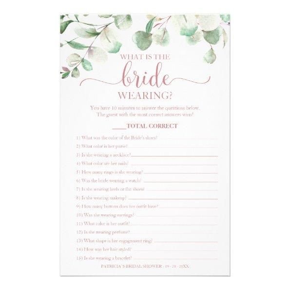 Greenery What Is The Bride Wearing Game Bridal Fly Flyer