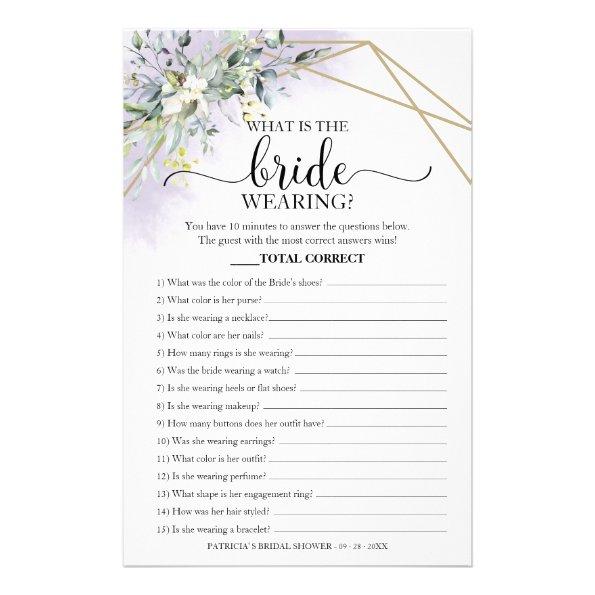 Greenery What Is The Bride Wearing Game Bridal Fly Flyer