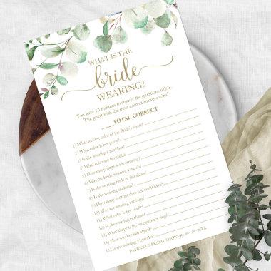 Greenery What Is The Bride Wearing Game Bridal Flyer