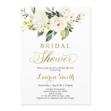 Greenery white and gold Bridal Shower Invitations