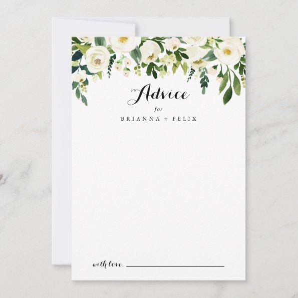 Greenery White Autumn Floral Calligraphy Wedding Advice Card