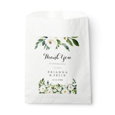 Greenery White Autumn Floral Thank You Wedding Favor Bag