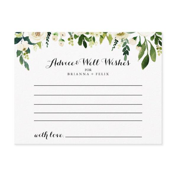 Greenery White Autumn Floral Wedding Advice Card