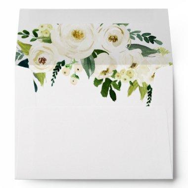 Greenery White Autumn Floral Wedding Invitations Envelope
