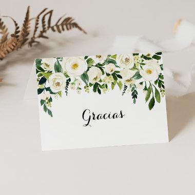 Greenery White Floral Folded Wedding Gracias Invitations
