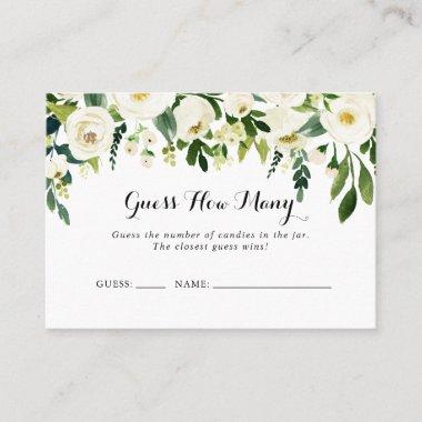 Greenery White Floral Guess How Many Game Invitations