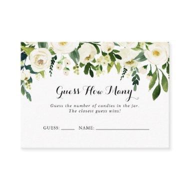 Greenery White Floral Guess How Many Game Invitations