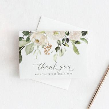 Greenery White Floral Wedding Bridal Shower Thank You Invitations