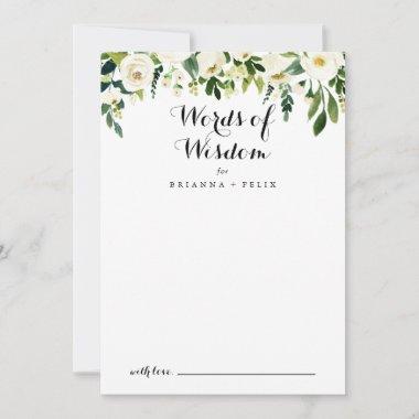 Greenery White Floral Wedding Words of Wisdom Advice Card