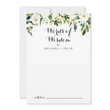 Greenery White Floral Wedding Words of Wisdom Advice Card