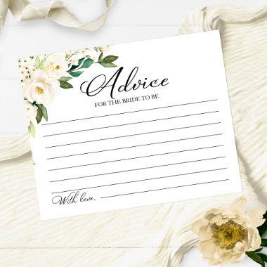 Greenery White Flowers Bridal Shower Advice Cards