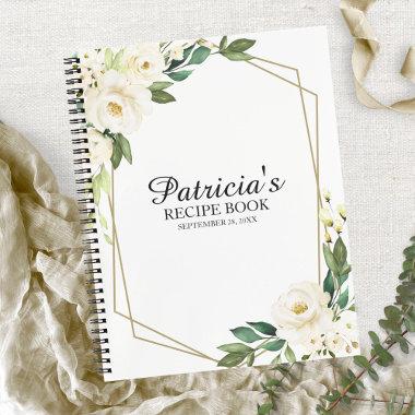 Greenery White Flowers Bridal Shower Recipe Book