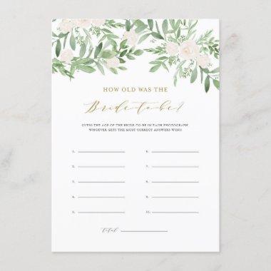 Greenery White Flowers How Old Was the Bride-to-be Enclosure Invitations