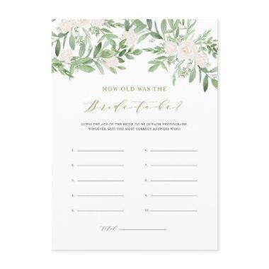 Greenery White Flowers How Old Was the Bride-to-be Enclosure Invitations