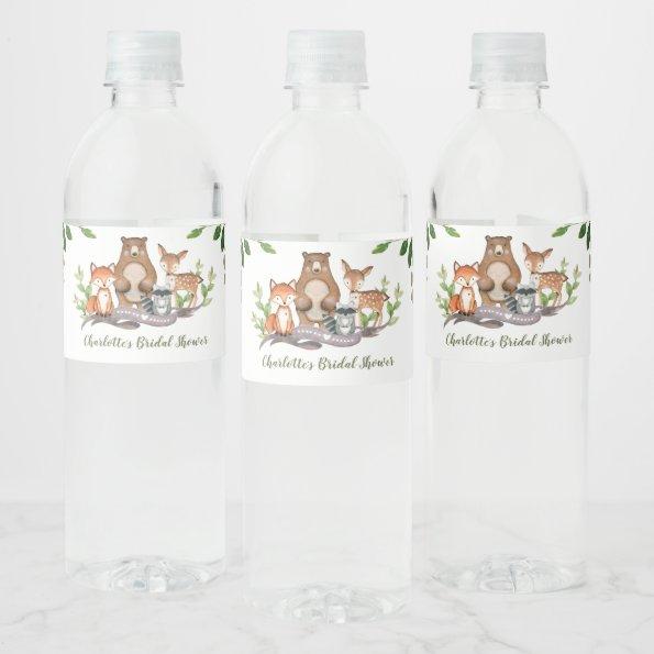 Greenery Woodland Animals Baby Shower Party Favors Water Bottle Label