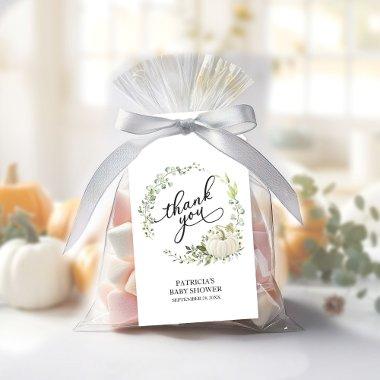 Greenery Wreath Pumpkin Fall Baby Shower Favor Gift Tags