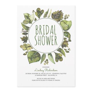 Greenery Wreath Rustic Woodland Leaf Bridal Shower Invitations