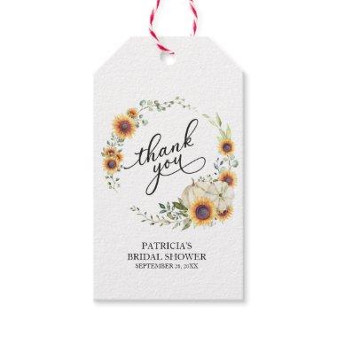 Greenery Wreath Sunflowers Fall Bridal Shower Gift Tags