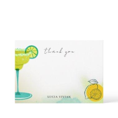 Greeny Watercolor Margarita Lime Bridal Shower Thank You Invitations