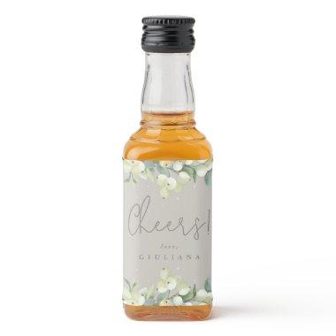 Greige Snowberry+Eucalyptus Bachelorette Mini Liquor Bottle Label