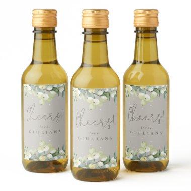 Greige Snowberry+Eucalyptus Bachelorette Mini Wine Label