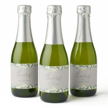 Greige Snowberry+Eucalyptus  Mini Sparkling Wine Label