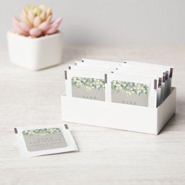 Greige Snowberry+Eucalyptus Winter Wedding Favor Hand Sanitizer Packet