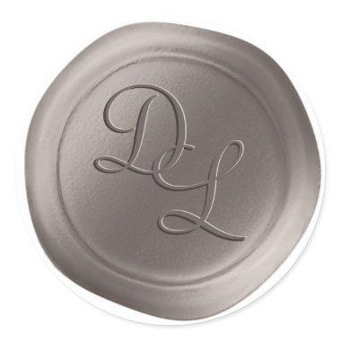 Greige Taupe 2 Letter Monogram Wax Seal Stickers