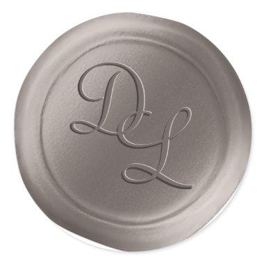 Greige Taupe 2 Letter Monogram Wax Seal Stickers