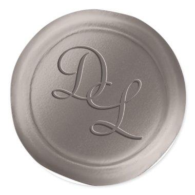 Greige Taupe 2 Letter Monogram Wax Seal Stickers