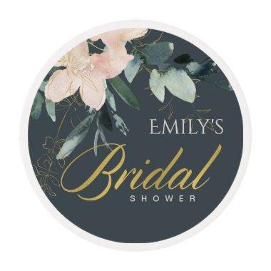 GREY BLUSH FLORAL BUNCH WATERCOLOR BRIDAL SHOWER EDIBLE FROSTING ROUNDS