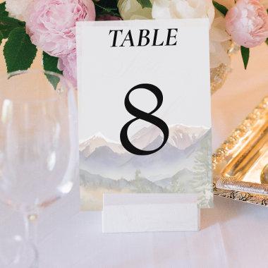 Grey Colorado Mountain Wedding Reception Table Number