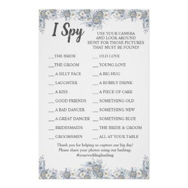 Grey Floral Wedding Reception I Spy Game Invitations Flyer