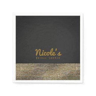 Grey & Gold Modern Glam Sequins Chic Elegant Party Paper Napkins