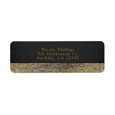 Grey & Gold Modern Glam Sequins Chic Invitations Label
