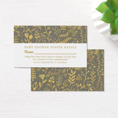 Grey & Gold Oriental Floral, Diaper Raffle Ticket